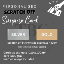 Load image into Gallery viewer, Personalised SCRATCH OFF reveal Surprise Birthday Anniversary X'mas Gift Cards