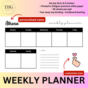 Personalised Weekly Planner with ICON