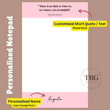 Load image into Gallery viewer, Personalised Notepad - Customised Quote / Text - Large 5x8inches