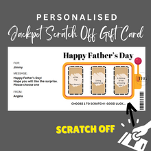 Load image into Gallery viewer, Personalised Jackpot Design SCRATCH OFF reveal gift cards  Surprise Birthday Anniversary X'mas Gift Cards