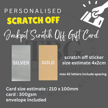Load image into Gallery viewer, Personalised Jackpot Design SCRATCH OFF reveal gift cards  Surprise Birthday Anniversary X'mas Gift Cards