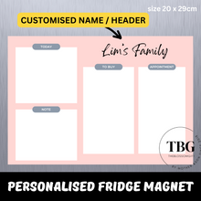 Load image into Gallery viewer, Personalised/Customised Fridge Magnet FAMILY NAME Note White Board Magnetic