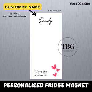 Personalised/Customised 20X9CM Fridge White Board Magnetic - D5
