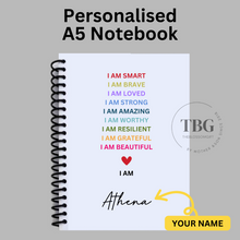 Load image into Gallery viewer, Personalised Notebook -  I AM  - A5- Lined