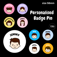 Load image into Gallery viewer, Personalised Button Badge Pin with backing card |  (min 8qty to purchase)