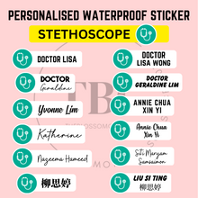 Load image into Gallery viewer, Personalised Waterproof Sticker (STETHOSCOPE) 1 set 3 size