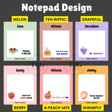 Load image into Gallery viewer, Mini Notepad - Food/Cute - Personalised Laminated Backing