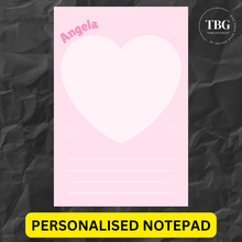 Load image into Gallery viewer, Personalised Notepad - Heart -REGULAR 4x6inches
