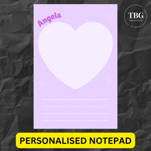 Load image into Gallery viewer, Personalised Notepad - Heart -REGULAR 4x6inches