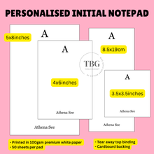 Load image into Gallery viewer, Personalised Notepad Initial -Mini 3.5 x 3.5 inches