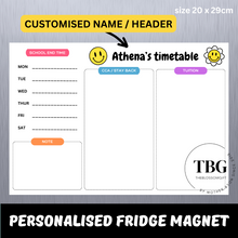 Load image into Gallery viewer, Personalised/Customised SCHOOL TIMETABLE /TUITION Fridge Magnet White Board Magnetic
