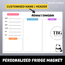Load image into Gallery viewer, Personalised/Customised SCHOOL TIMETABLE /TUITION Fridge Magnet White Board Magnetic
