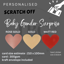 Load image into Gallery viewer, Personalised SCRATCH OFF BABY GENDER  reveal Surprise Card