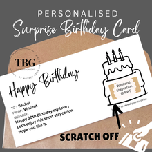 Load image into Gallery viewer, Personalised SCRATCH OFF reveal Surprise Birthday Anniversary X'mas Gift Cards