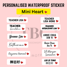Load image into Gallery viewer, Personalised Waterproof Sticker (MINI HEART) 1 set 3 size