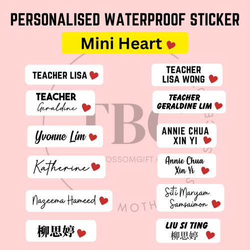 Personalised Waterproof Sticker (MINI HEART) 1 set 3 size