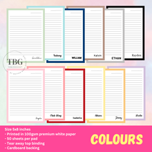 Load image into Gallery viewer, Personalised Notepad - COLOURS - Large 5x8inches