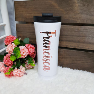 Double Wall Stainless Steel Tumbler - White - The Blossom Gift