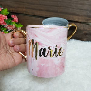 Pink Marble Mug with Gold - The Blossom Gift
