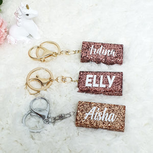 Glitter Personalised Key Chain (9colours)