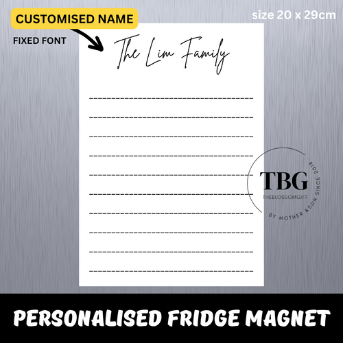 Personalised/Customised Fridge Magnet THE FAMILY White Board Magnetic