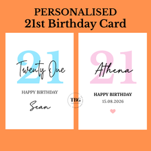 Load image into Gallery viewer, Personalised 21st Birthday Card