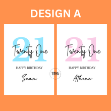 Load image into Gallery viewer, Personalised 21st Birthday Card
