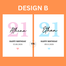 Load image into Gallery viewer, Personalised 21st Birthday Card