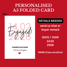 Load image into Gallery viewer, Personalised wedding card date and name