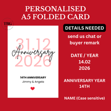 Load image into Gallery viewer, Personalised wedding card date and name