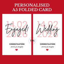 Load image into Gallery viewer, Personalised wedding card date and name
