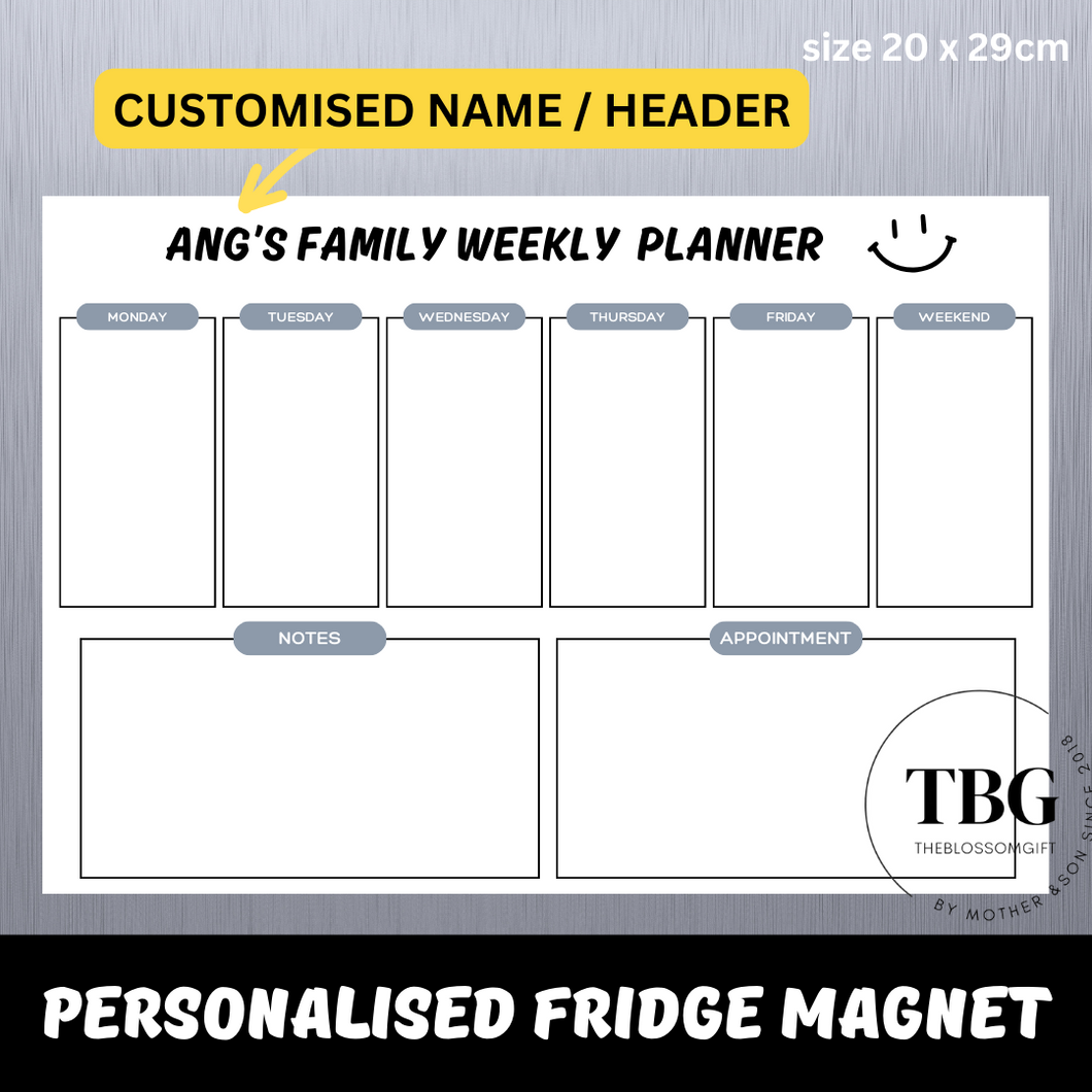 Personalised/Customised Fridge Magnet Planner Note White Board Magnetic