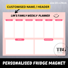 Load image into Gallery viewer, Personalised/Customised Fridge Magnet Planner Note White Board Magnetic