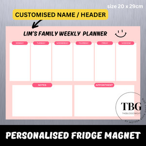 Personalised/Customised Fridge Magnet Planner Note White Board Magnetic