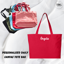 Load image into Gallery viewer, Personalised Daily Canvas Tote Bag (5colours)