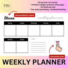 Load image into Gallery viewer, Personalised Weekly Planner with ICON