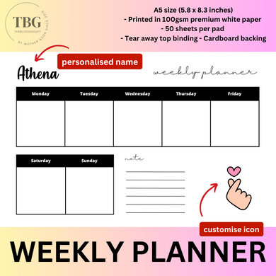 Personalised Weekly Planner with ICON