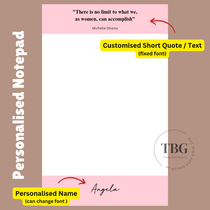 Personalised Notepad - Customised Quote / Text