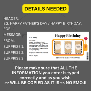 Personalised Jackpot Design SCRATCH OFF reveal gift cards  Surprise Birthday Anniversary X'mas Gift Cards