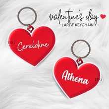 Load image into Gallery viewer, Valentine's Day Personalised Heart Large Keychain
