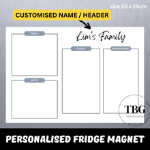 Load image into Gallery viewer, Personalised/Customised Fridge Magnet FAMILY NAME Note White Board Magnetic