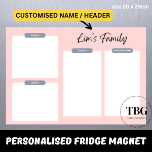 Personalised/Customised Fridge Magnet FAMILY NAME Note White Board Magnetic