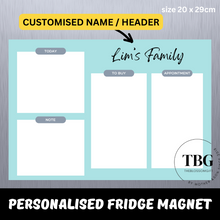 Load image into Gallery viewer, Personalised/Customised Fridge Magnet FAMILY NAME Note White Board Magnetic