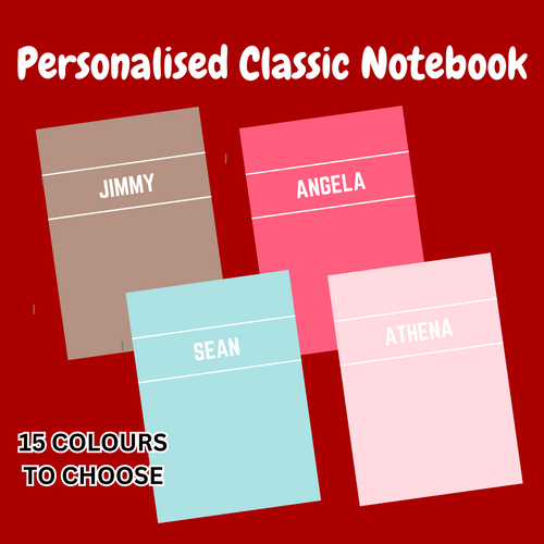 Personalised Notebook - CLASSIC - MANY COLOURS
