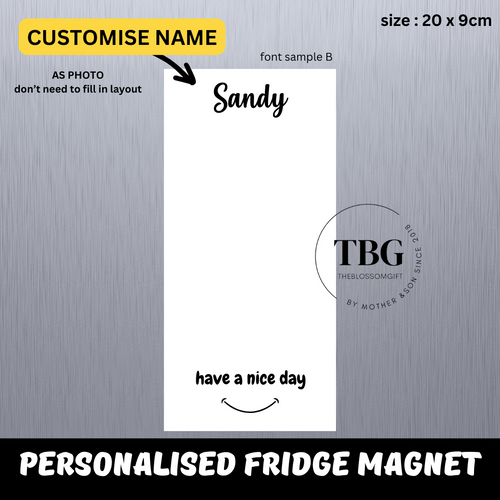 Personalised/Customised 20X9CM Fridge White Board Magnetic - D3