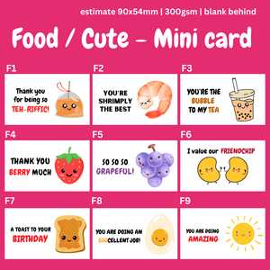 MINI CARDS FOOD / FUNNY / CUTE  SERIES CARDS