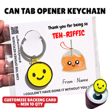 Load image into Gallery viewer, Can Tab Opener Keychain - Customise Backing min 10qty