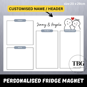 Personalised/Customised Fridge Magnet LOVER White Board Magnetic