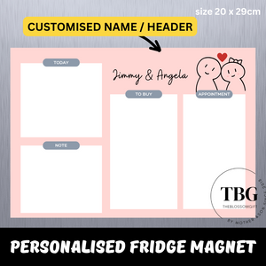 Personalised/Customised Fridge Magnet LOVER White Board Magnetic