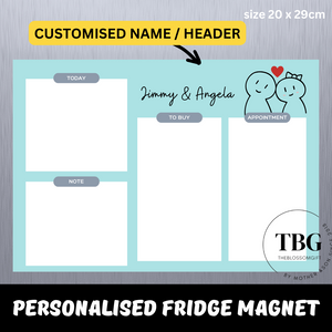 Personalised/Customised Fridge Magnet LOVER White Board Magnetic